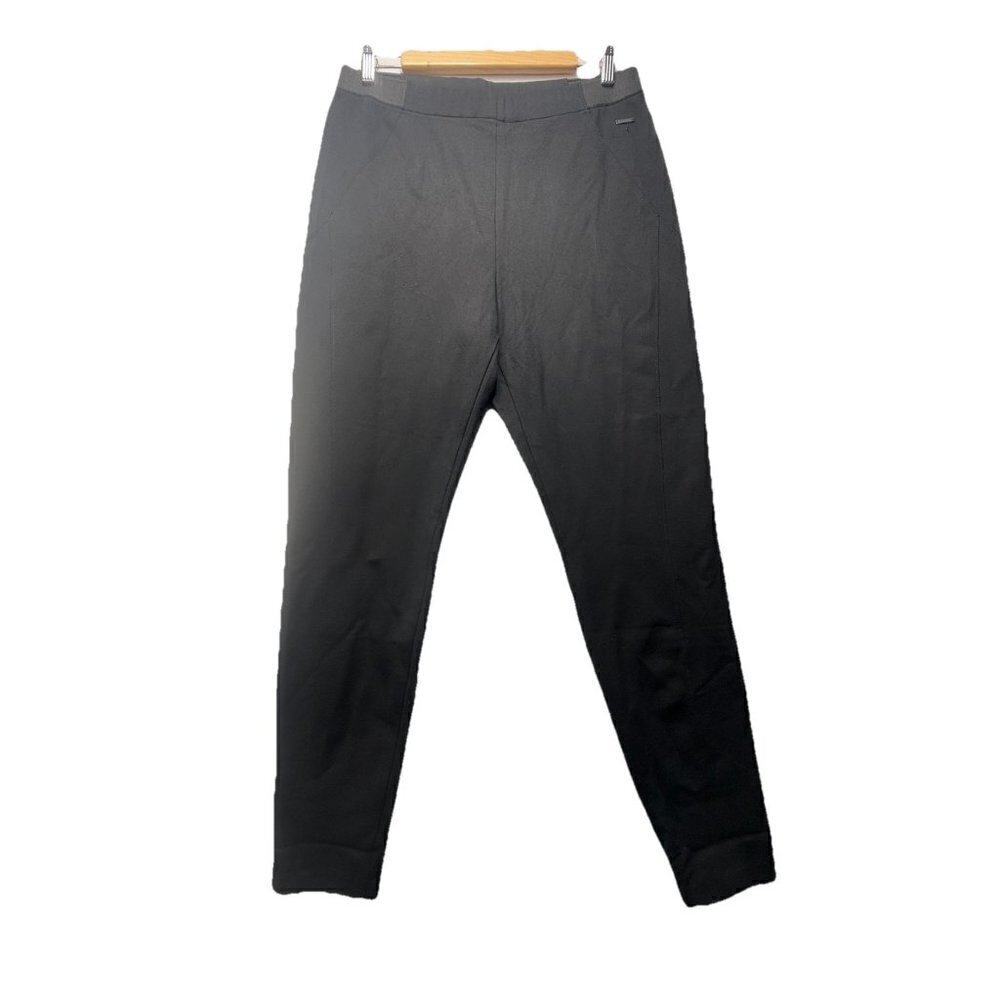 Tahari Women's Pants Size Large Black Ponte Knit Stretch Elastic Waist Classic